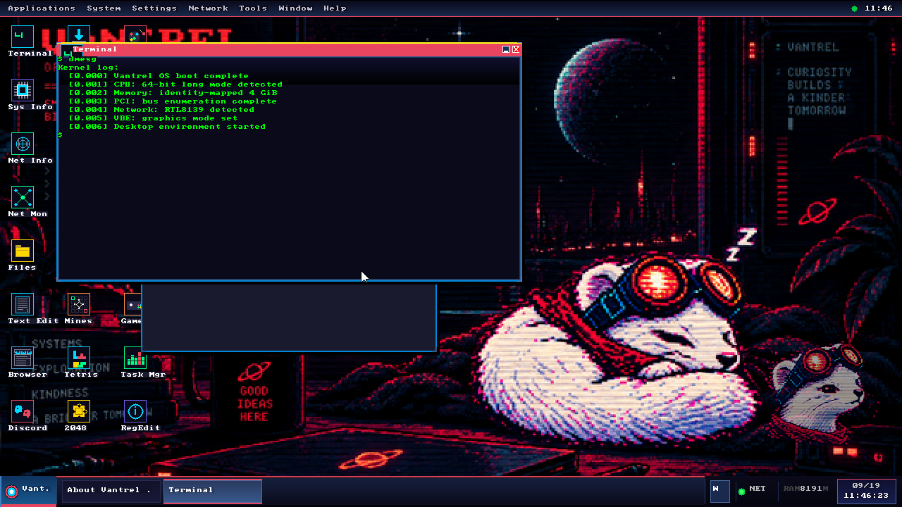 VANTREL OS dmesg command